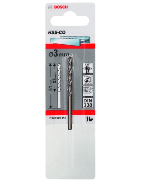 BROCA BOSCH METAL HSS-CO 3,0X61MM.STAND