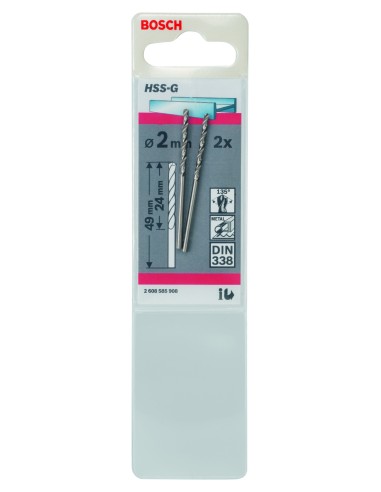 HSS-G DIN338: 2.0X24X49: 2 UDS