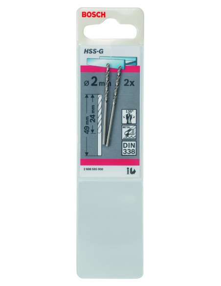 HSS-G DIN338: 2.0X24X49: 2 UDS