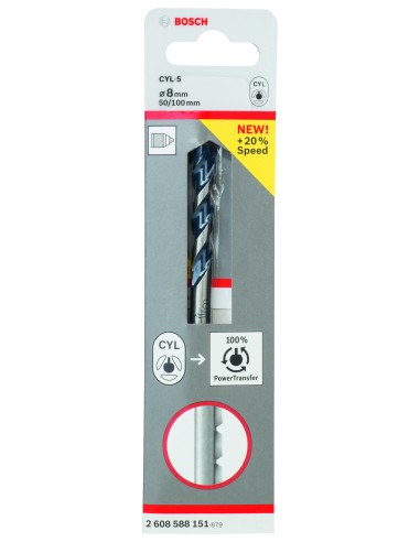 BROCA CYL-5 - 8 X 50 X 100 Granito/Hormigon