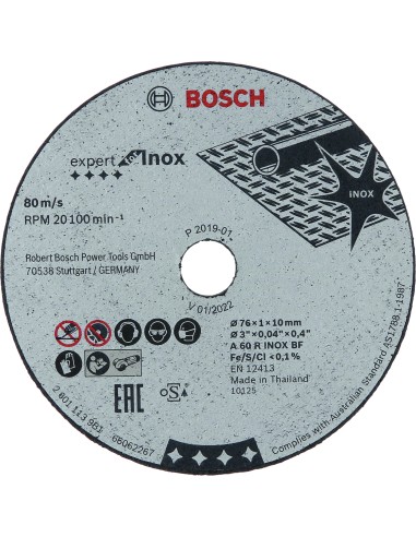 PACK 5UN DISCO CORTE RECTO EXPERT INOX : 76 X 10 X 1MM