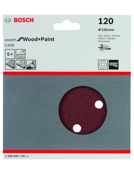 LIJA EXCENTRICA C430: 150MM 8P. G120 X 5UDS