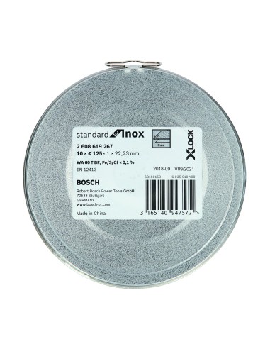 X-LOCK STANDARD FOR INOX 125 X 1MM: LATA 10UDS