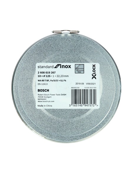 X-LOCK STANDARD FOR INOX 125 X 1MM: LATA 10UDS