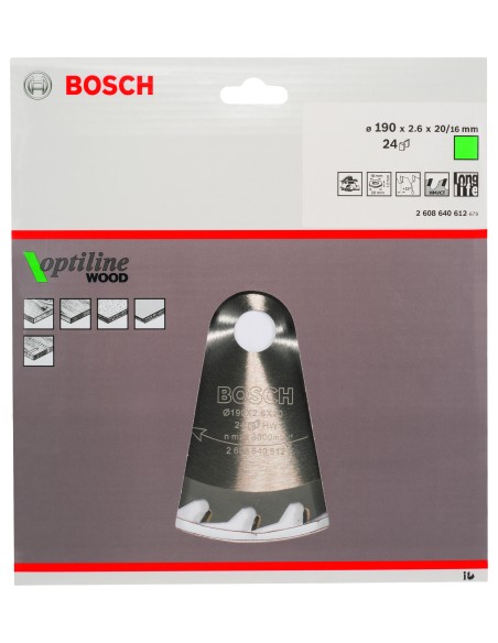 DISCO WIDIA 190X2.6X20/16D: 24WZ OPTILINE WOOD