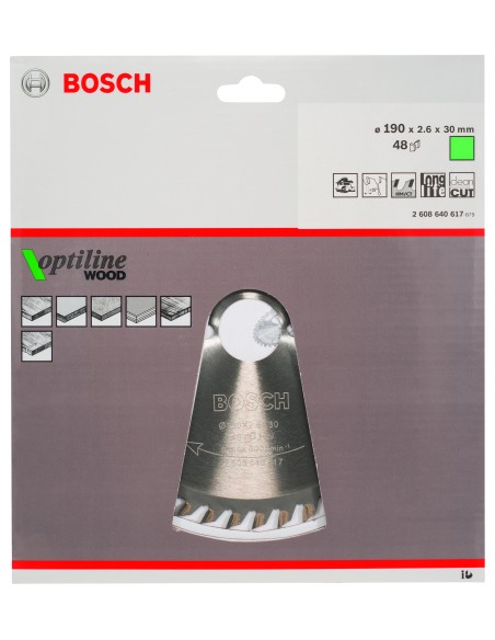 DISCO CIRCULAR OPTILINE FOR WOOD 190 X 2.6 X 30D: 48WZ