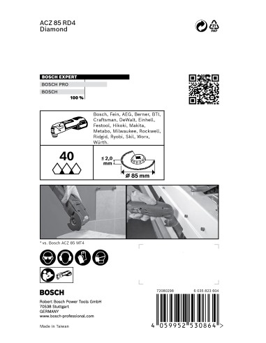 MULTIHERRAMIENTA EXPERT ACZ85RD4 DIAMOND SEGMENT GROUT & ABRASIVE 1UD