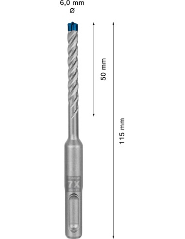 BROCA EXPERT SDS PLUS-7X (ARMADO): 6 X 50 X 115