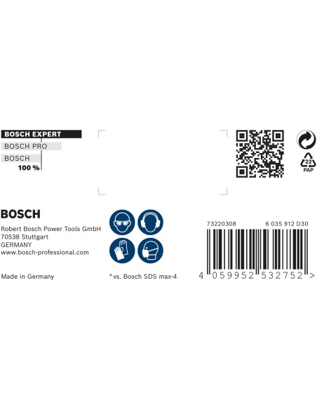 BROCA EXPERT SDS MAX-8X CABEZA MACIZA, 4 CORTES: 12 X 200 X 340