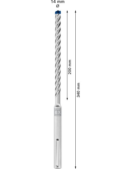 EXPERT SDS MAX-8X (CABEZA MACIZA): 14X200X340