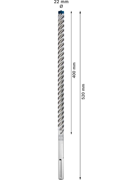 BROCA SDS MAX-8X CABEZA MACIZA, 4 CORTES: 22X400X520