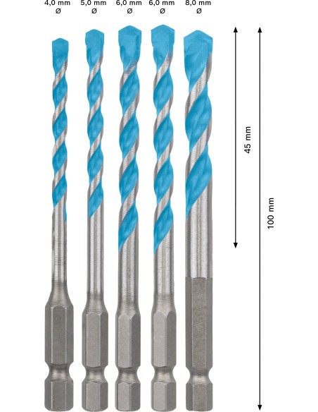 BROCA EXPERT HEX-9 MULTICONSTRUCTION: SET 5 UDS: 4 5 6 8MM