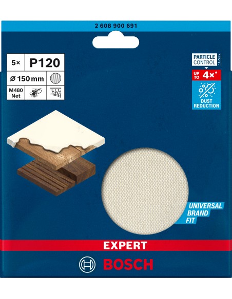 LIJA EXCENTRICA MALLA ABRASIVA EXPERT M480: 150MM. G120 X 5 UDS