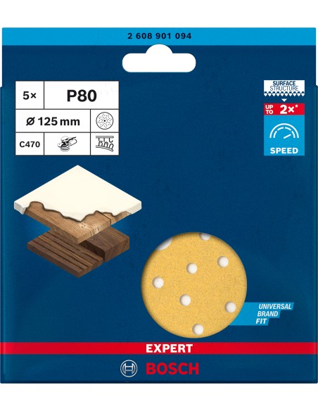 LIJA EXPERT C470 125MM MULTI.G80X5 UDS