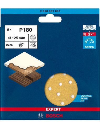 LIJA EXPERT C470 125MM MULTI.G180X5UDS