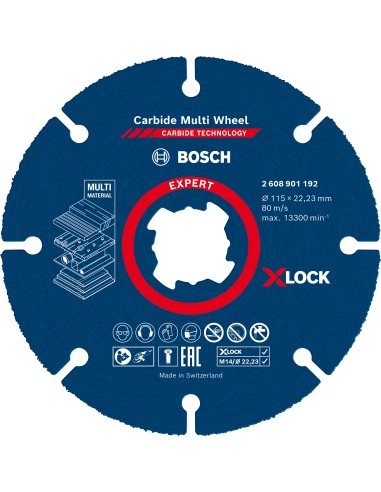 DISCO DE CORTE X-LOCK EXPERT CARBIDE MULTI WHEEL: 115X22.23MM