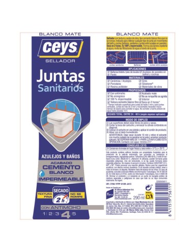 CEYS STOP MOHO JUNTAS SANITARIOS BLANCO MATE CARTUCHO 290ML