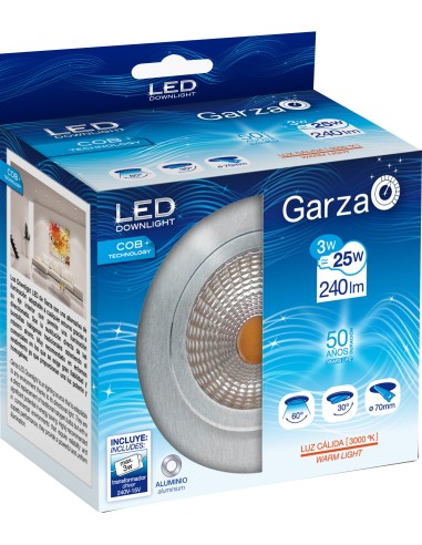 LED DOWNLIGHT 3W 3000K 12V 210LM diam.85*H50mm Aluminio