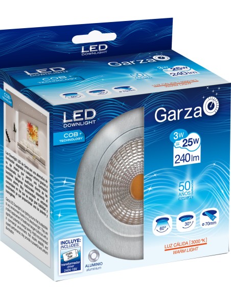 LED DOWNLIGHT 3W 3000K 12V 210LM diam.85*H50mm Aluminio