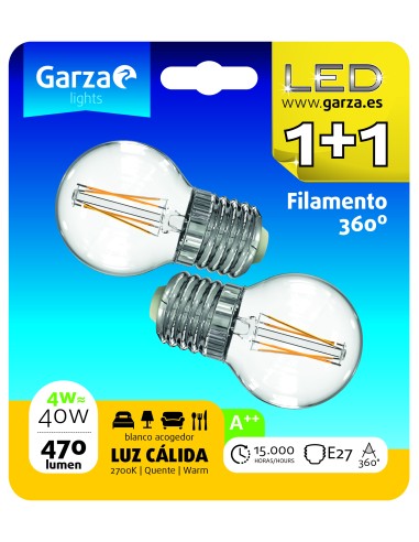 GZ LED FIL ESF 4W E27 470LM 27K BL 1+1