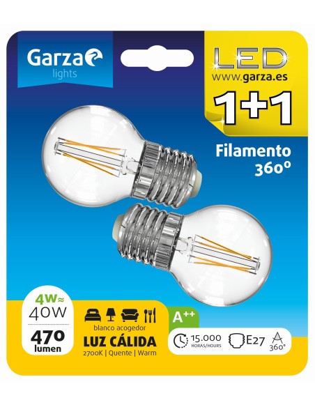 GZ LED FIL ESF 4W E27 470LM 27K BL 1+1