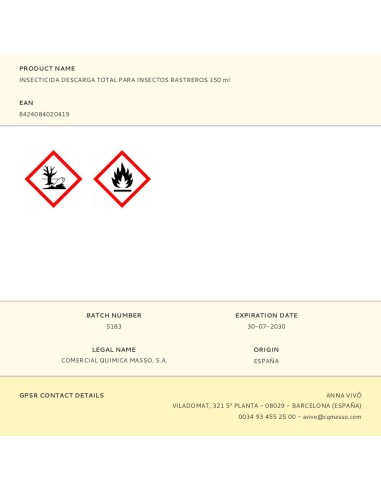 INSECTICIDA DESCARGA TOTAL ZII 150ML PREBEN 231614 MASSO