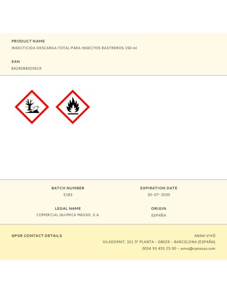 INSECTICIDA DESCARGA TOTAL ZII 150ML PREBEN 231614 MASSO