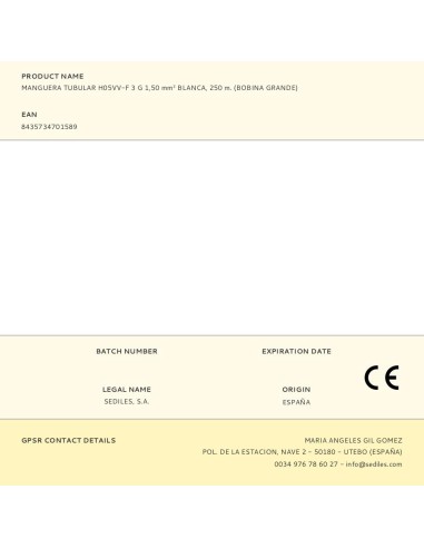 MANGUERA ELECTRICA TUBULAR BLANCA 3X1,5