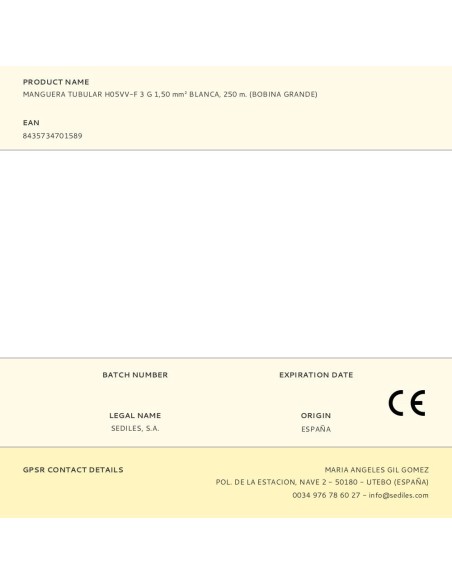 MANGUERA ELECTRICA TUBULAR BLANCA 3X1,5