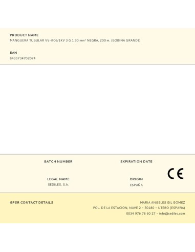 MANGUERA ELECTRICA ACRILICA 1KW NEGRA 3X1,5