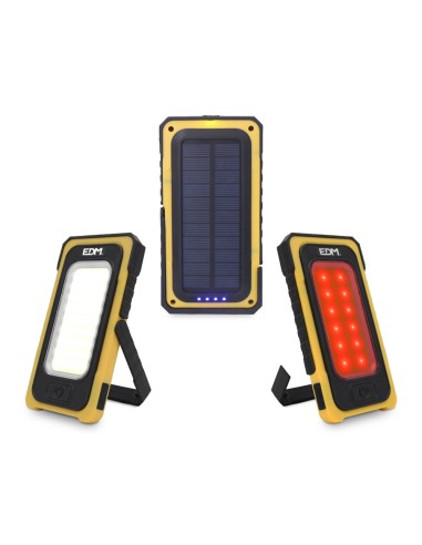 LINTERNA LED SOLAR RECARGABLE CON GANCHO E IMAN COB 10W 750LM EDM