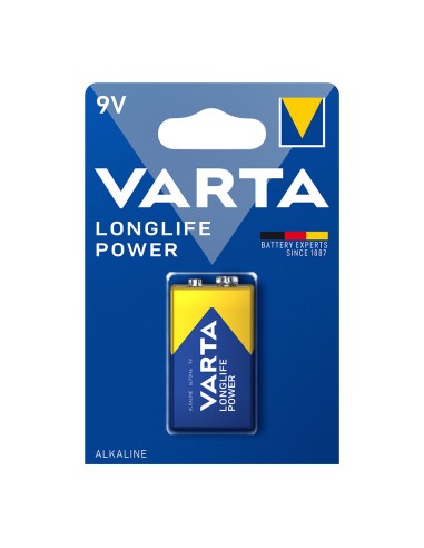 PILA VARTA ALKALINA LONGLIFE POWER 6LR61 9V (BLISTER 1 UNID.) 26,5X17,5X48,5MM