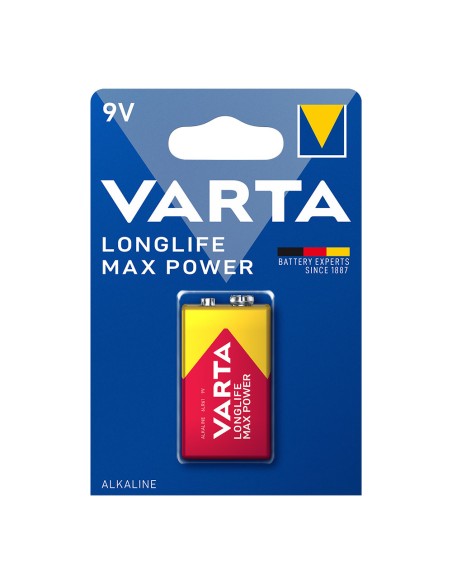 PILA VARTA LONG LIFE MAX POWER 9V - 6LR61 (BLISTER 1 UNID.) 26,5X17,5X48,5MM