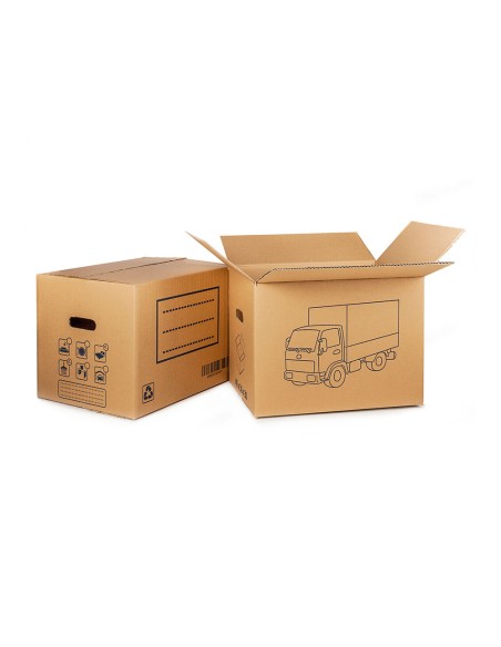 CAJA DE CARTON PARA MUDANZA (ASA TROQUELADA) 50X35X35CM FUN & GO FUN AND GO