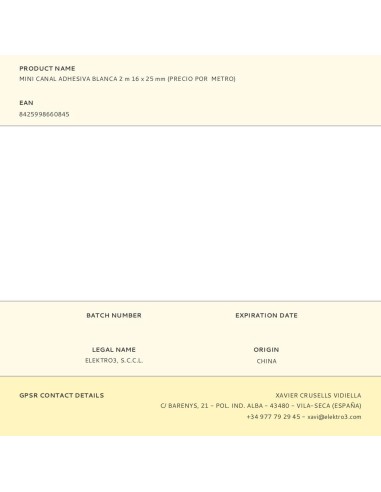 CANALETA ADHESIVA 16/25MM 2MTS