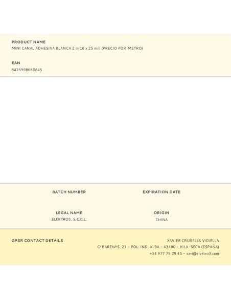 CANALETA ADHESIVA 16/25MM 2MTS