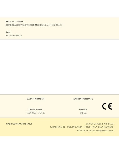 CORRUGADO PARA INTERIOR MEDIDA 16MM M-25 20M CE EDM