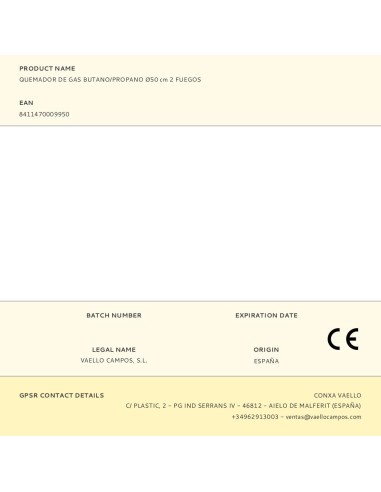 QUEMADOR GAS BUTANO/PROPANO å50CM 2 FUEGOS.