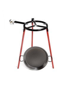 SET PAELLERA PULIDA 38CM CON TRIPODE Y QUEMADOR GAS 300MM.