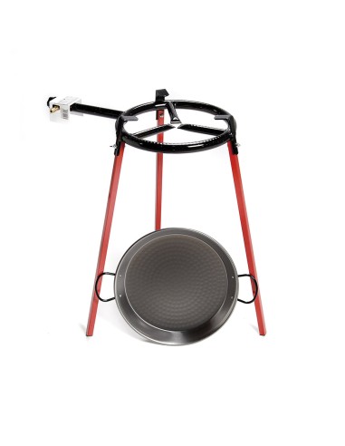 SET PAELLERA PULIDA 38CM CON TRIPODE Y QUEMADOR GAS 300MM.