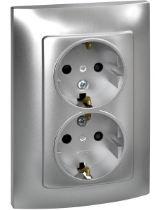 DOBLE BASE ENCHUFE CON TT ALUMINIO SERIE 10