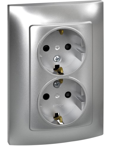 DOBLE BASE ENCHUFE CON TT ALUMINIO SERIE 10