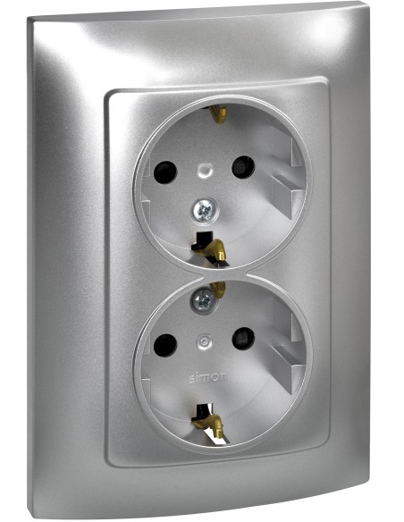 DOBLE BASE ENCHUFE CON TT ALUMINIO SERIE 10