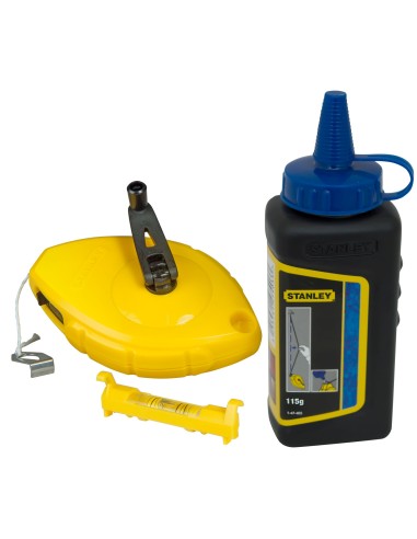 TIRALINEAS KIT STANLEY 30M + POLVO + NIVEL DE CORDEL