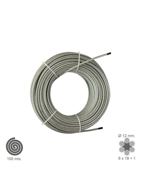 Cable Galvanizado 12 mm. (Rollo 100 Metros) No Elevacion