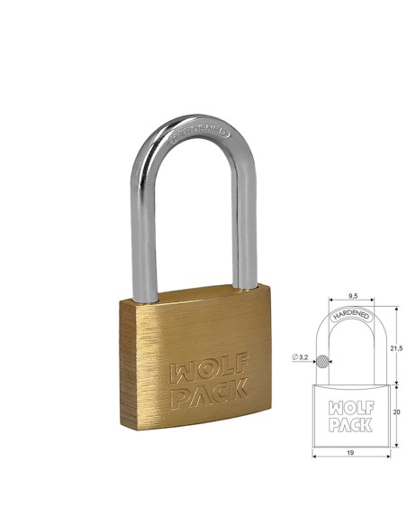 Candado Laton Arco Largo 20 mm.