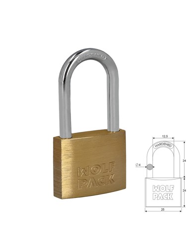 Candado Laton Arco Largo 25 mm.