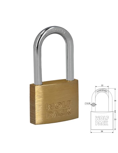 Candado Laton Arco Largo 40 mm.
