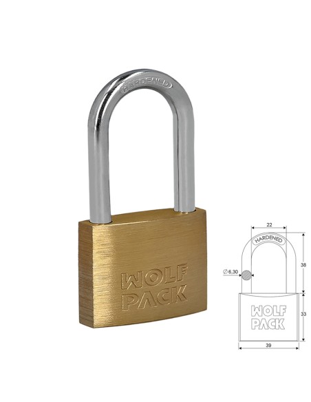 Candado Laton Arco Largo 40 mm.