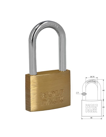 Candado Laton Arco Largo 50 mm.